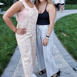 Zara - Floral Denim Overalls